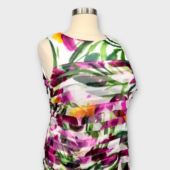 London Times Woman Tiered Ruffle Hem Cocktail Dress Plus Size 18W Floral Multi - Picture 4 of 15